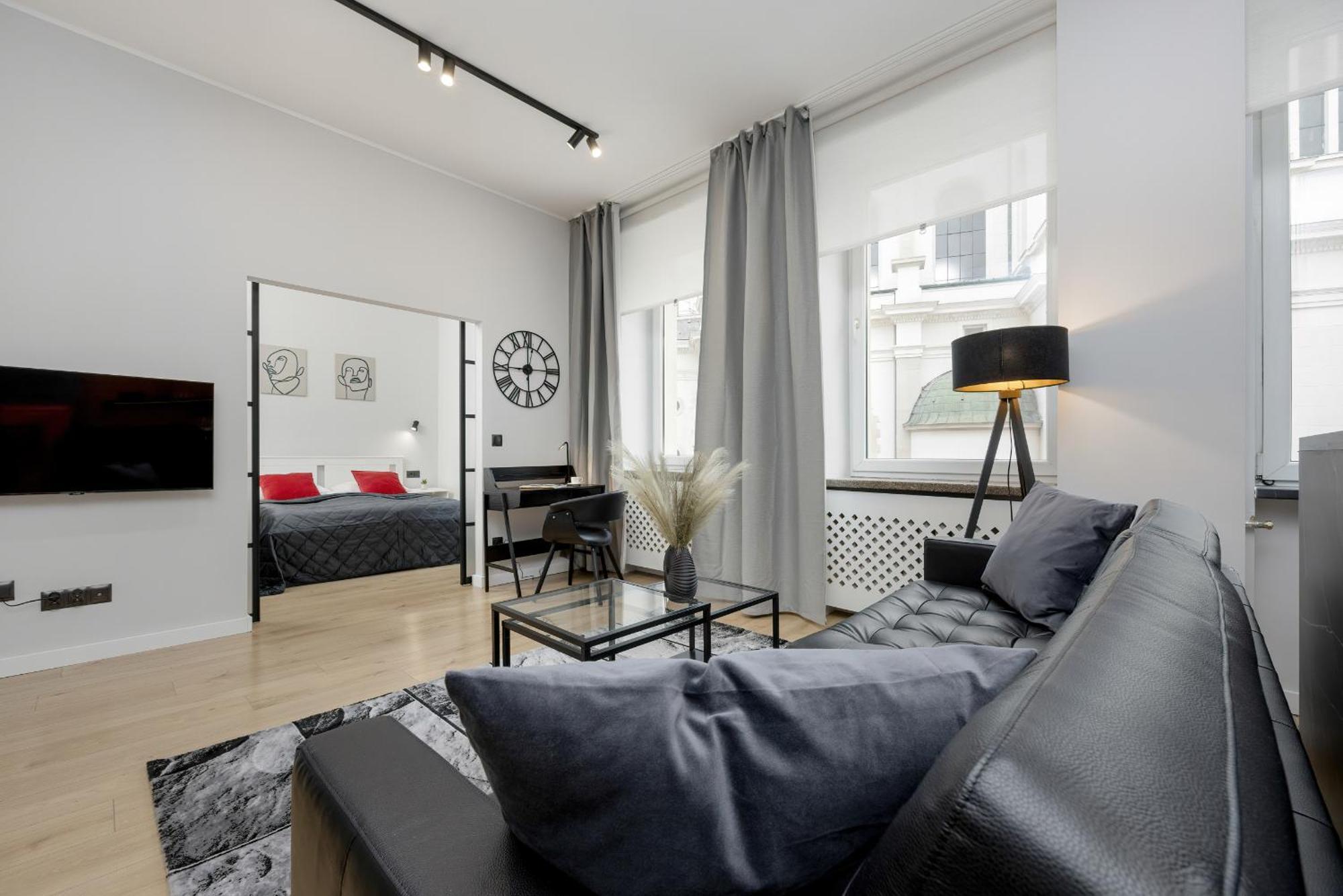 Exclusive Grey And Red Apartment In Warsaw Center By Noclegi Renters Buitenkant foto
